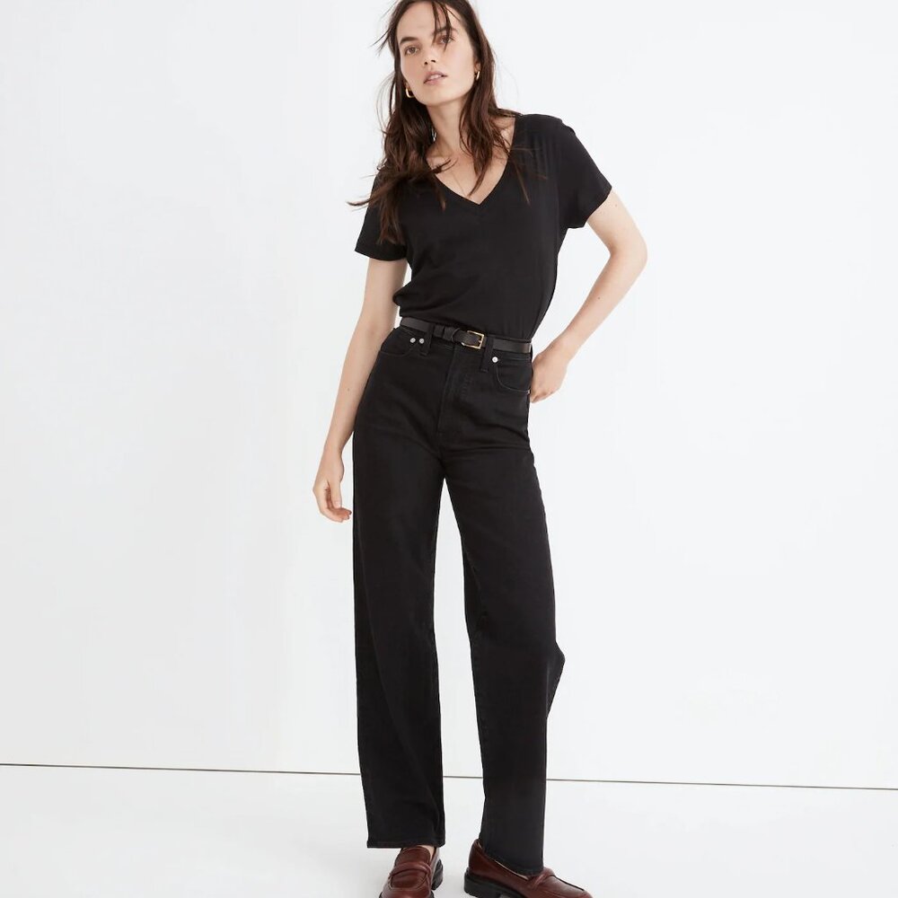 Madewell The Perfect Vintage Wide-Leg Jean - Faded Black - 25 - Great Condition